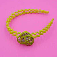 Обруч для волосся хвилястий кольоровий пластик квітка блискітки