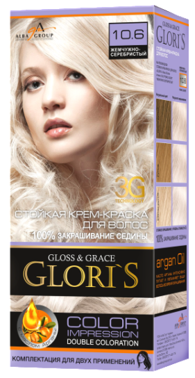 Крем-фарба для волосся Glori's 10.6 Перлинно-сріблястий (2 застосування)