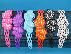 Обруч для волосся кольоровий пластик метелик у цятку