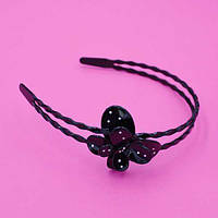 Обруч для волосся 18 мм чорний або червоний пластик метелик