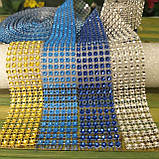 Стрічка стразова 3 см, колір блакитний, фото 2