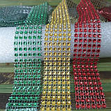 Стрічка стразова 3 см, золото, фото 3