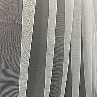 Елегантний кремовий тюль з фатину з декоративною вишивкою внизу на метраж, висота 3 м(B24075KR), фото 3