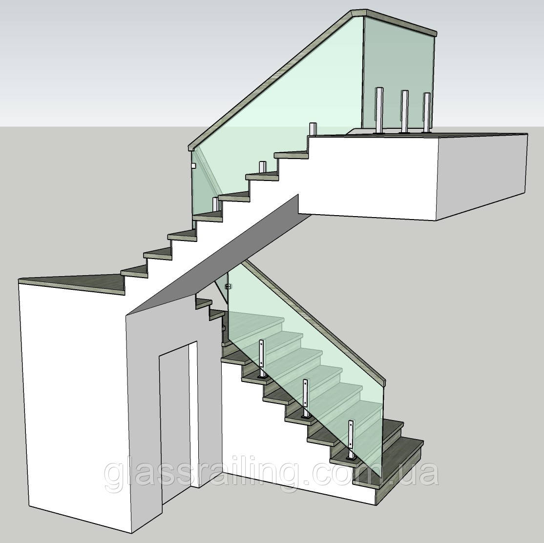 Проєкт скляної огорожі сходів