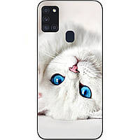 Силіконовий чохол для Samsung A21s Galaxy A217F з картинкою Білий кіт