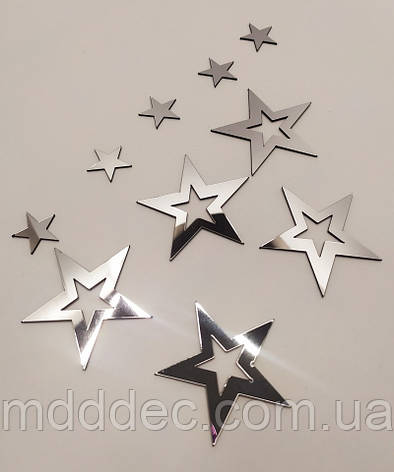Набір акрилових зірочок срібло в наборі 10 шт., фото 1