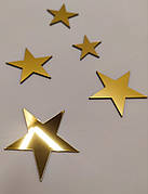 Набір дзеркальний пластик зірочок золото в наборі 5 шт.