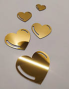 Набір акрилових сердечок золото в наборі 5 шт.