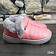 Жіночі теплі тапочки, закриті, шкіряні з задником, рожевого кольору., фото 3