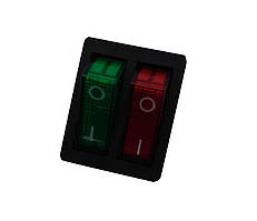 Кнопка 2-а широка 6 контактна з підсвічуванням червона+зелена