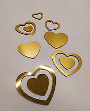 Набір акрилових сердець золото в наборі 10 шт.