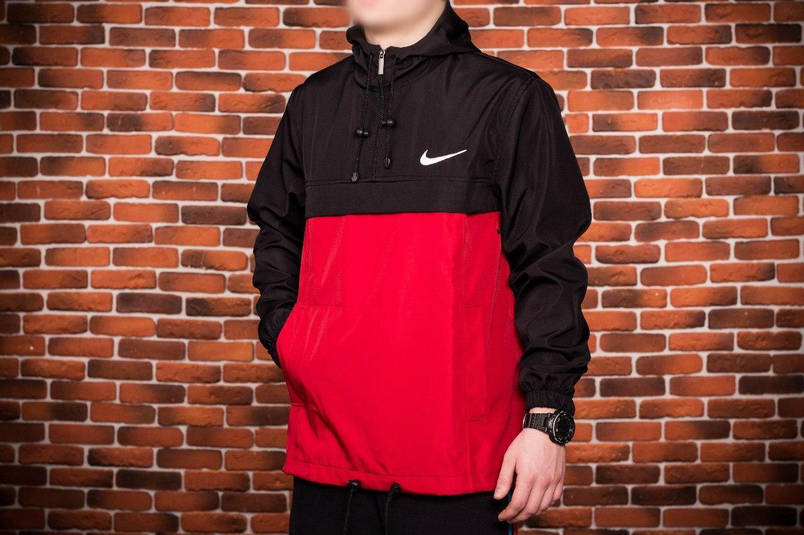Анорак Nike President Чоловічий Чорний - Червоний найк вітровка РОЗПРОДАЖ РОЗМІР XL, фото 2