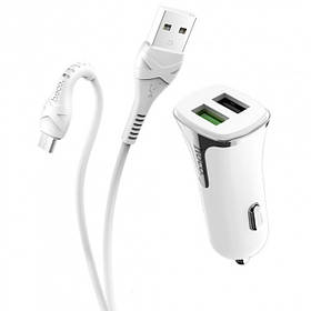 АЗУ Hoco Z31 3.4 A/2*USB ! кабель MicroUsb White