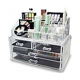 Акриловий органайзер для косметики з поличками універсальний бокс підставка для помад Cosmetic Storage Box, фото 7