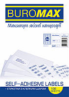 Самоклеючі етикетки (А4, 4х11 на аркуші, 100шт) Buromax BM.2855