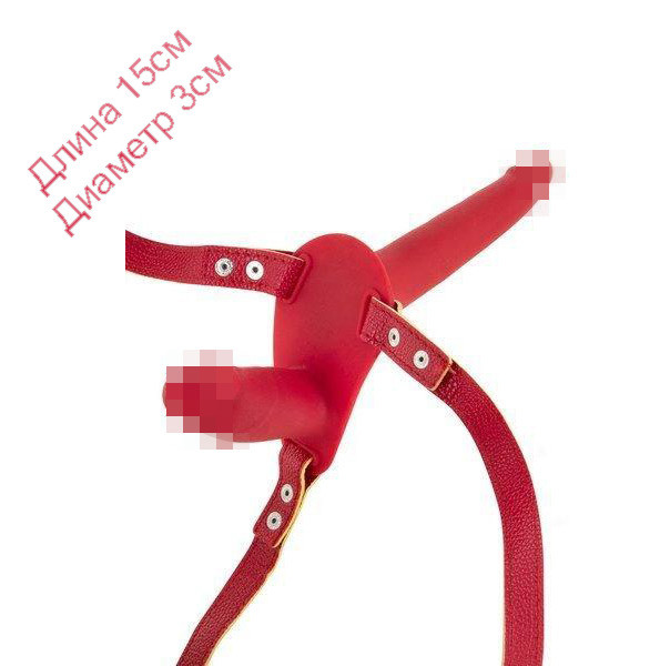 Подвійний страпон Fetish Tentation Strap-On with Double Dildo Red, фото 1