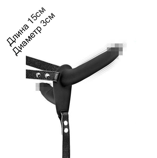 Подвійний страпон з вібрацією Fetish Tentation Vibrating Strap-On with Double Dildo Black, фото 1