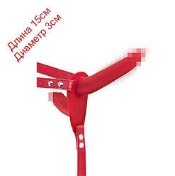 Подвійний страпон з вібрацією Fetish Tentation Vibrating Strap-On with Double Dildo Red