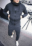 Чоловік спортивний костюм демісезонний осінь-зима теплий зимовий з капюшоном на флісі сірий Туреччина. Живе фото, фото 2
