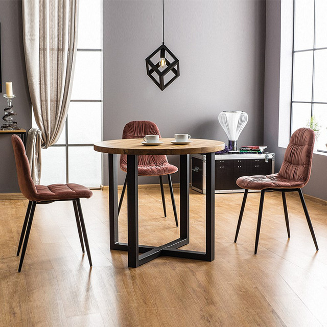 Круглый обеденный стол Signal Rolf 90см для кухни с дубовой столешницей лофт Польша Круглый обеденный стол Signal Rolf 90см для кухни с дубовой столешницей лофт Польша