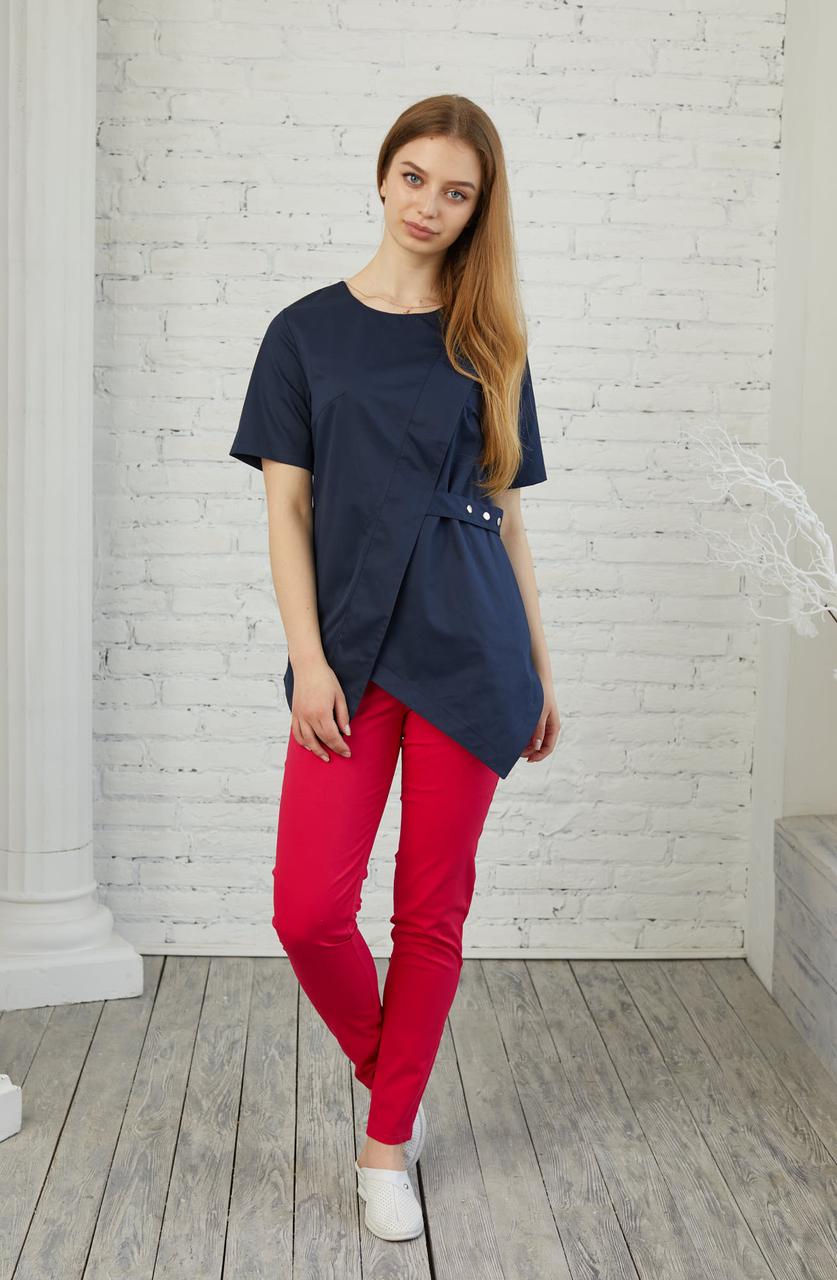 Жіноча медична куртка топ Віра синій - Одяг косметолога