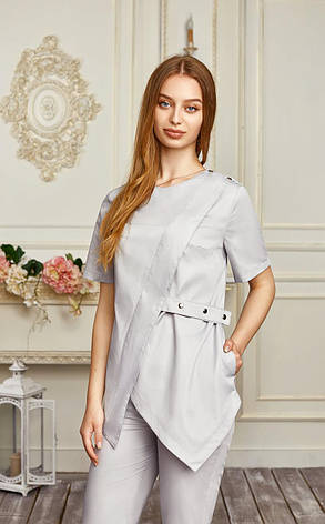 Жіноча медична куртка топ Віра світло сіра - Одяг косметолога, фото 1