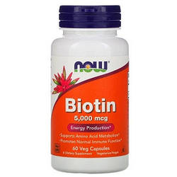 Вітаміни Біотин Now Foods Biotin 5000 mcg (60 капсул.)