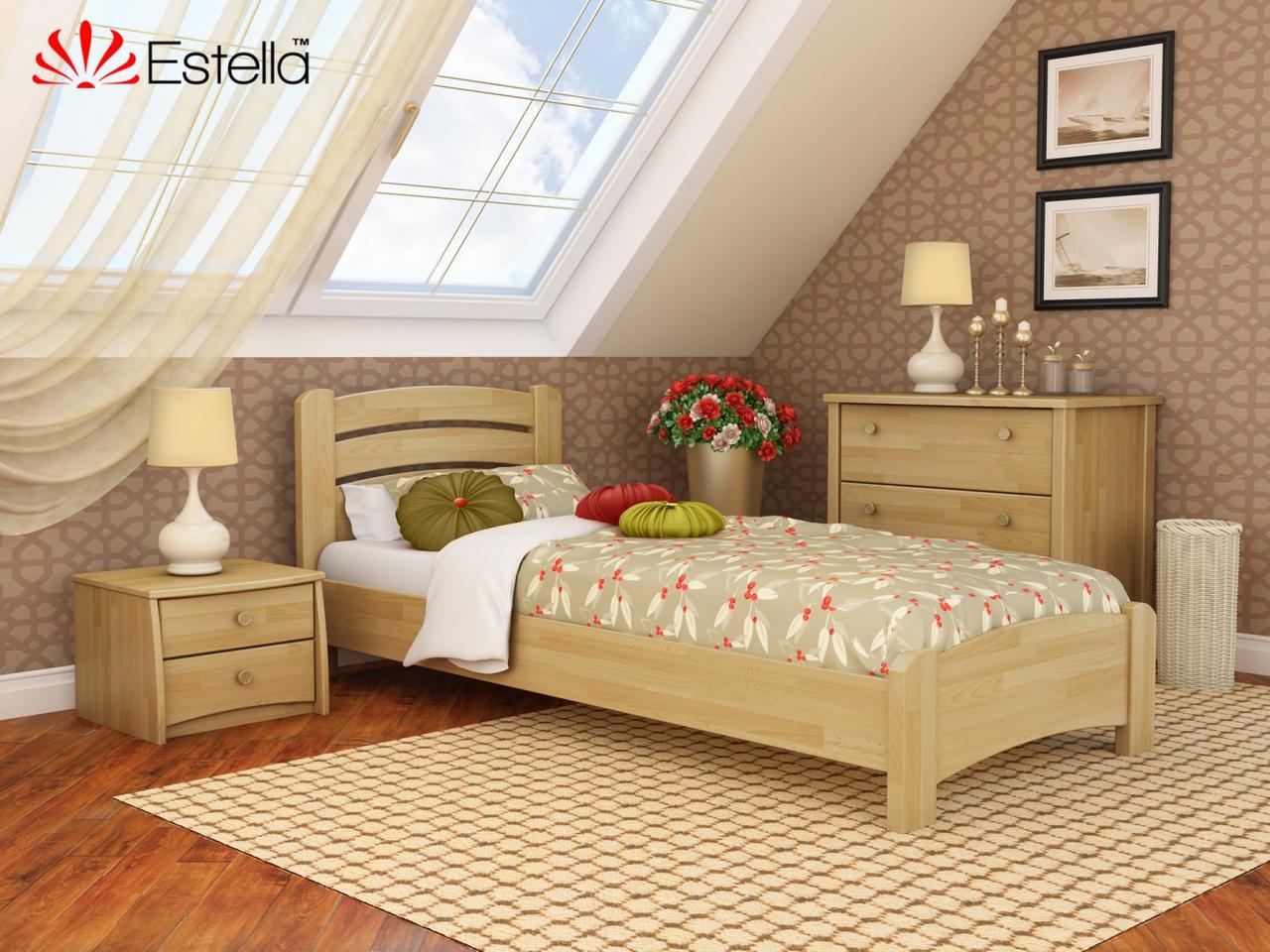 Односпальне ліжко дерев'яне Венеція Люкс з натурального бука, 80х200 см, Щит