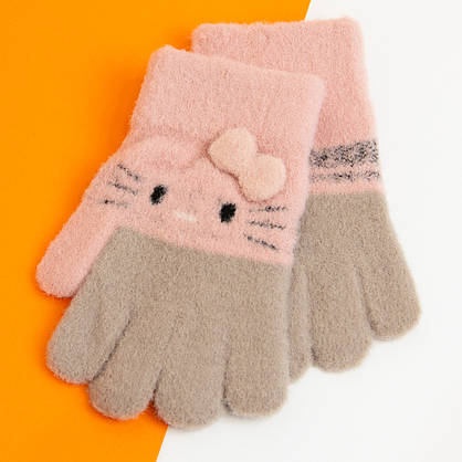 Оптом гарні яскраві теплі рукавички для дівчаток 5-7 років №20-25-7, фото 4