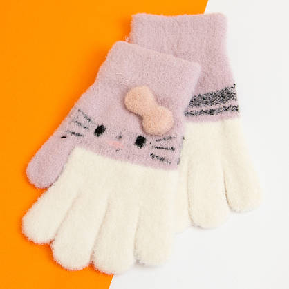 Оптом гарні яскраві теплі рукавички для дівчаток 5-7 років №20-25-7, фото 5