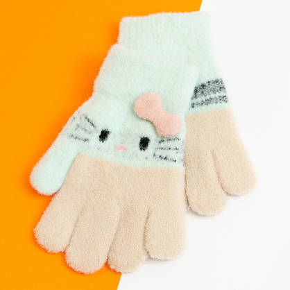 Оптом гарні яскраві теплі рукавички для дівчаток 5-7 років №20-25-7, фото 3