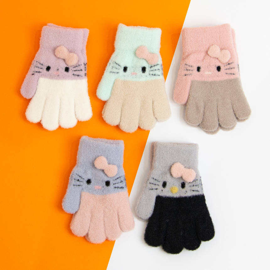 Оптом гарні яскраві теплі рукавички для дівчаток 5-7 років №20-25-7, фото 1