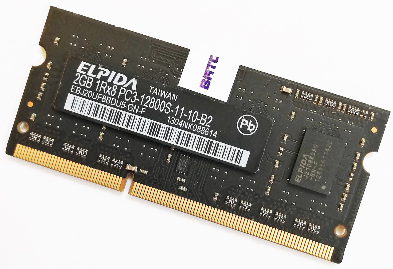 Оперативна пам'ять для ноутбука Elpida SODIMM DDR3 2Gb 1600MHz PC3-12800s CL11 (EBJ20UF8BDU5-GN-F) Б/В