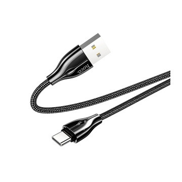 Кабель Hoco Type-C LED U88, 1.2 м, 3А, чорний