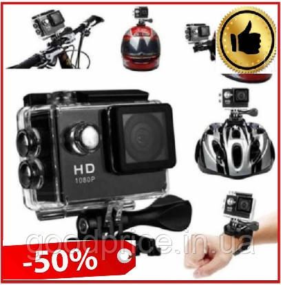 Екшн камера A7 Sport Аквабокс,Кріплення на кермо,шолом,захист gopro