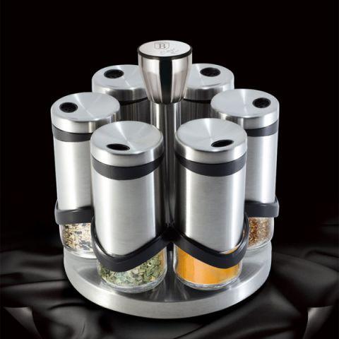 Набір ємностей для спецій BERLINGER HAUS Black Silver Collection з підставкою 7 пр 1991BH, фото 1