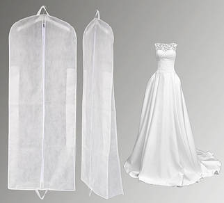 Чохол білого кольору для об'ємних речей 60*170*20 см. Для зберігання та пакування одягу на блискавці флізеліновий