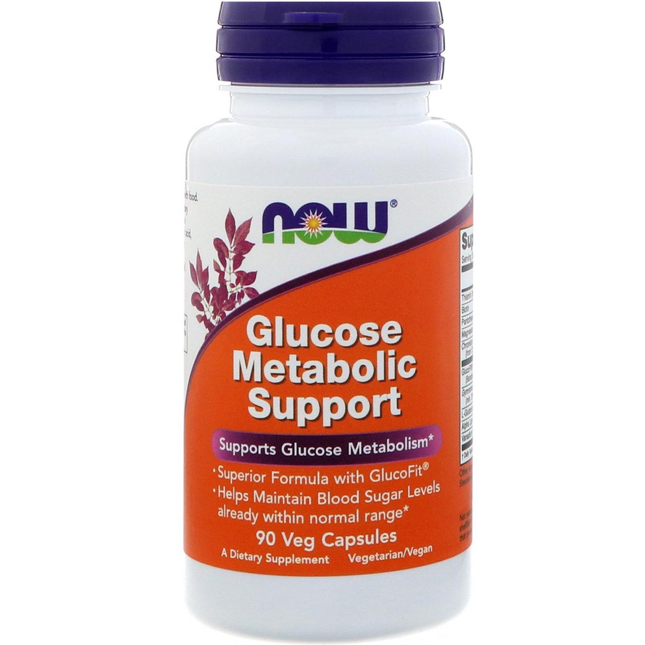 Підтримка метаболізму глюкози Glucose Metabolic Support 90 капс зниження цукру в крові Now Foods