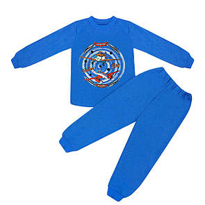 Дитяча однотонна піжама з мультгероями хлопчика інтерлок