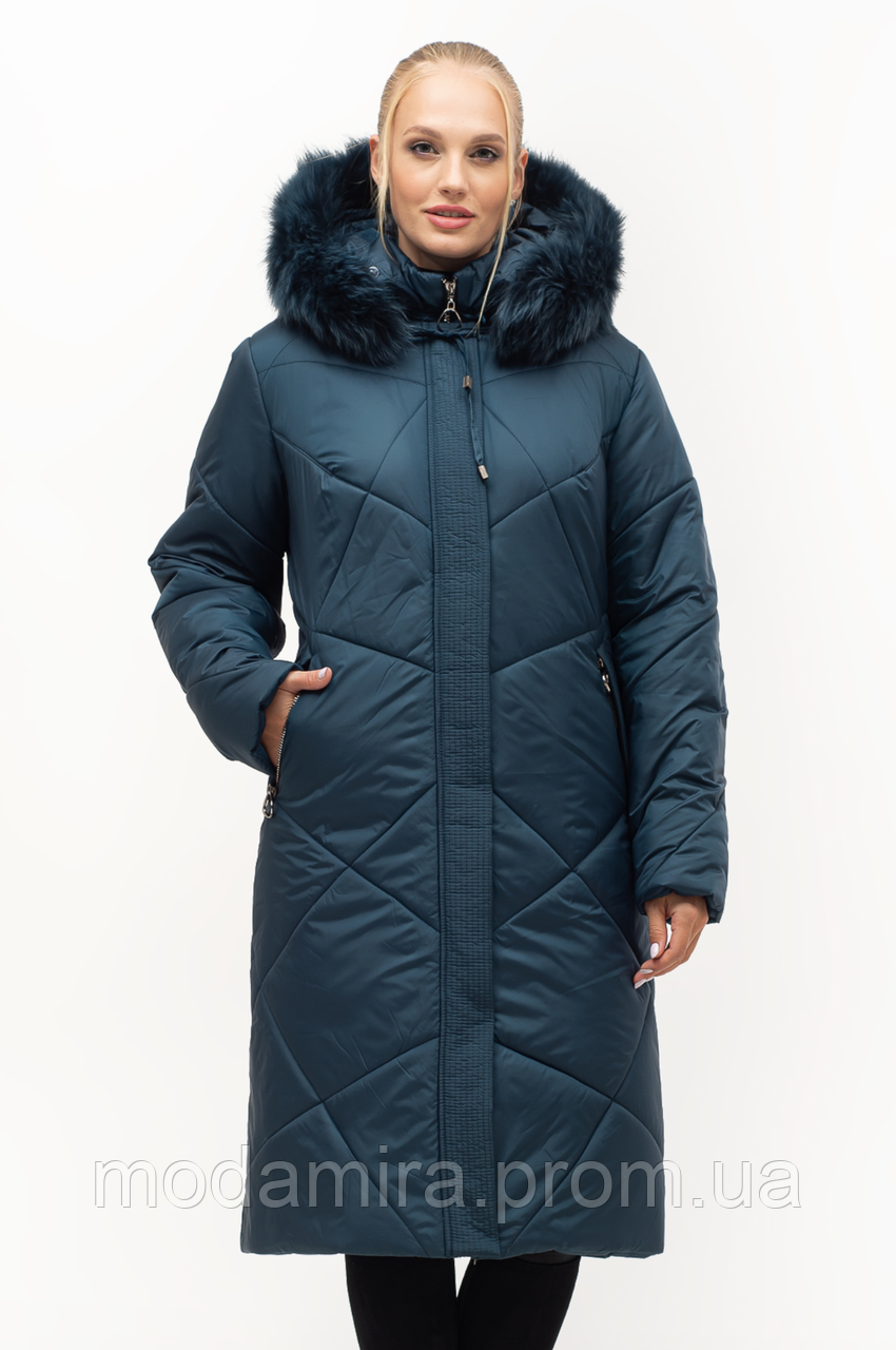 Р-52,54,56,58,60,62,64,66,68,70 Жіноче зимове тепле пальто з натуральним хутром великих розмірів.