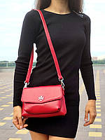 Кожаный женский клатч с длинной плечевой ручкой "Choice" красный