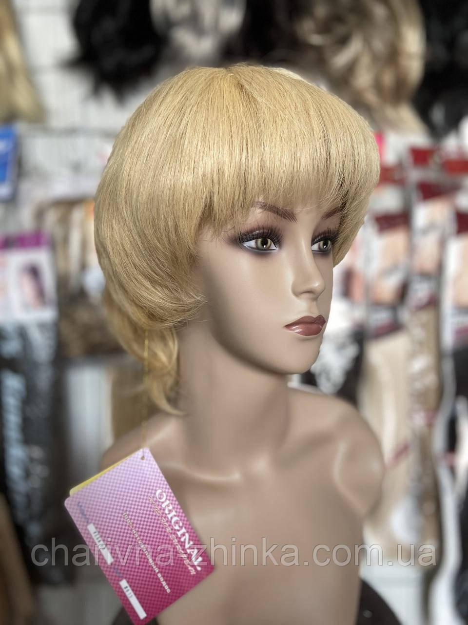 Женский короткий парик с удлиненным затылком из натуральных прямых волос Original блонд - фото 2 - id-p1086562760