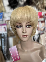 Жіноча коротка перука з подовженою потилицею з натурального прямого волосся Original блонд