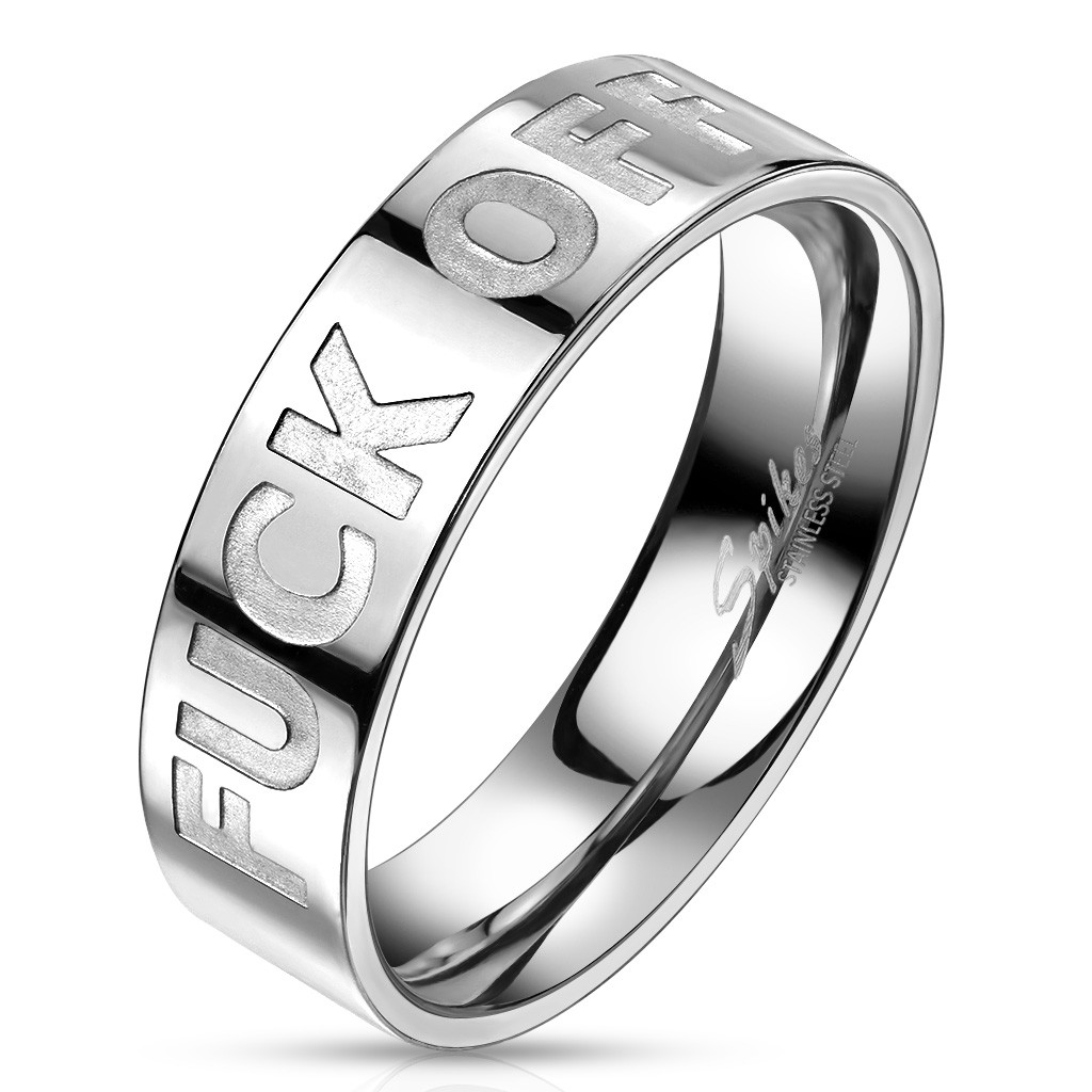 Чоловіче кільце зі сталі "F*ck off" р. 18, 20, 20.5, 21.5