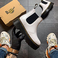 Женские зимние ботинки Dr. Martens Chelsea White /Мех, др мартенс, жіночі черевики Dr Martens, ботінки мартінс