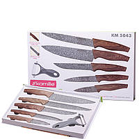 Набір кухонних ножів Kamille 6 предметів в подарунковій упаковці (5 ножів+овощечистка)