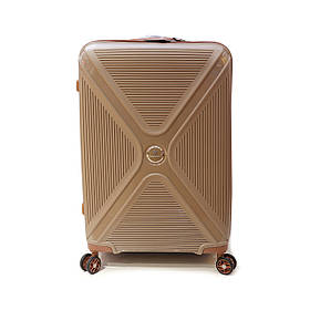 Легка стильна валіза з поліпропілену велика Snowball бежева