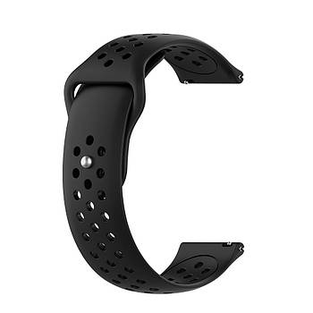 Ремінець силіконовий для годинника 20 мм Nike design чорний (з кнопкою)