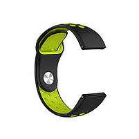 Ремінець силіконовий для годинника 20 мм Nike design чорний з зеленим (з кнопкою), фото 2