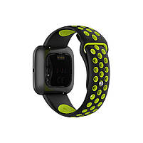 Ремінець силіконовий для годинника 20 мм Nike design чорний з зеленим (з кнопкою), фото 4